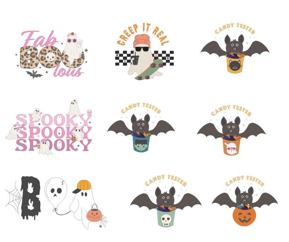 22cm Halloween Themed DTF Transfers